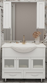 Misty Мебель для ванной Латте 105 2 ящика белая – фотография-1